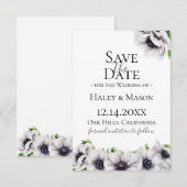 Chique Anemoon Bloem Save The Date Aankondiging (Voorkant / Achterkant)