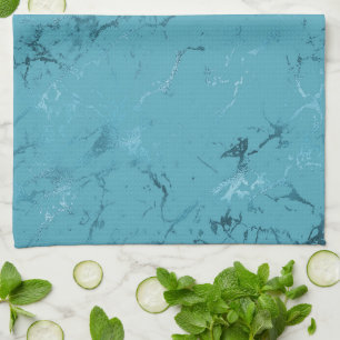 Chique aqua blauwe marmeren bruiloft theedoek