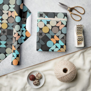 Chique Aqua Blauwe Roest Oranje Cirkels Kunst Patr Cadeaupapier