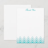 Chique Aqua Ombre Chevron Notitiekaarten Kaart (Voorkant / Achterkant)