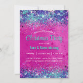 Chique aqua roze iriserende glitter kerst kaart (Voorkant)