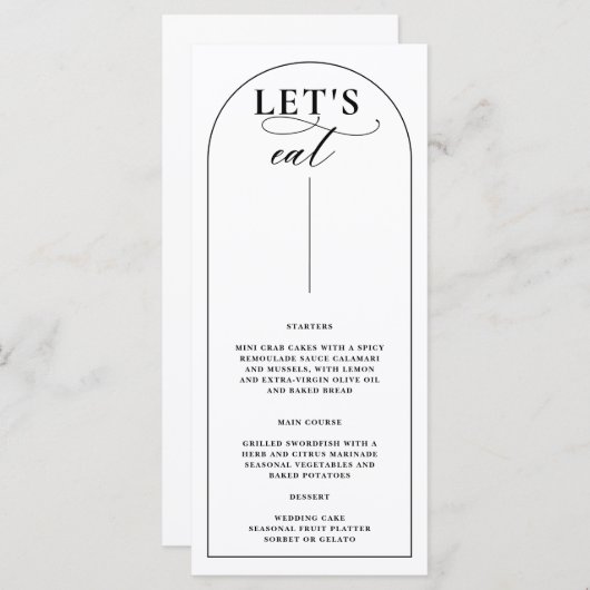 Chique Arch Modern Stijlvol Elegant Bruiloft Menu (Voorkant / Achterkant)