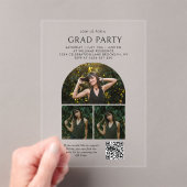 Chique Archief Fotocollage QR Code Afstudeerfeest Acryl Uitnodigingen (Insitu (Draagbaar))