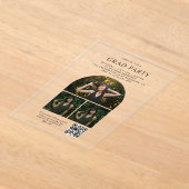 Chique Archief Fotocollage QR Code Afstudeerfeest Acryl Uitnodigingen (Laagn)