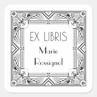 Chique Art Deco Persoonlijke Naam Ex Libris Bookpl Vierkante Sticker