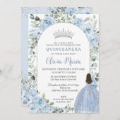 Chique babyblauwe bloemige prinses Quinceañera zil Kaart (Voorkant / Achterkant)