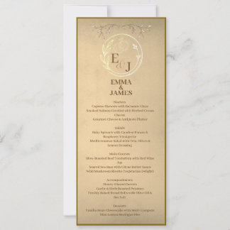 Chique Beige Crème Waterverf, Monogram Huwelijksme Kaart