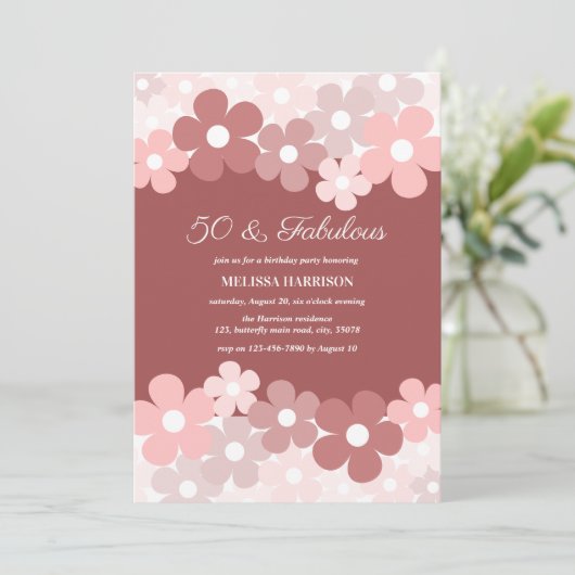 Chique Beige Perzik Bruine Bloem 50 Fabulous Verja Kaart (Staand voorkant)