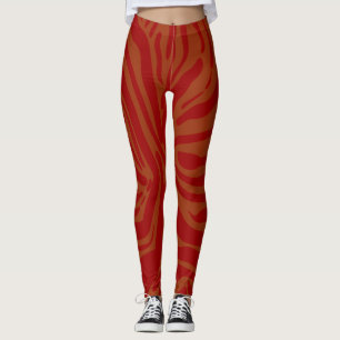 chique beige & rode zebraprint patroon leggings