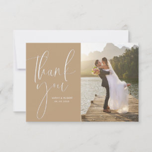 Chique belettering bruiloft dank u fotokaart bedankkaart