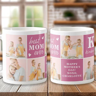 Chique Beste MOM Ooit Custom Roze 7 Fotocollage Koffiemok