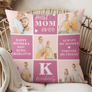 Chique Beste MOM Ooit Custom Roze 7 Fotocollage Kussen