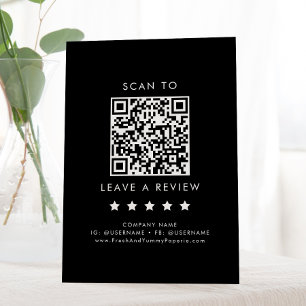 Chique Black Business QR-code Laat een Review acht Reclamebord Met Voetstuk
