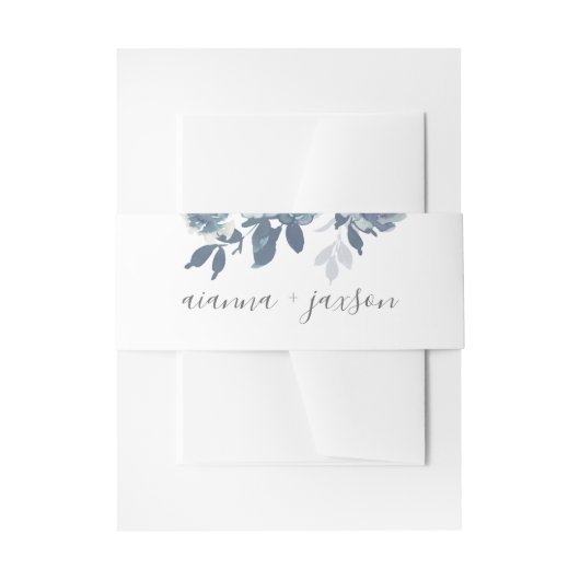 Chique Blauw Bloemen Bruiloft Uitnodiging Belly Ba Uitnodigingen Wikkel (Voorkant Voorbeeld)