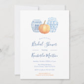 Chique blauw en wit aardewerk pompoenen Vrijgezell Kaart (Voorkant)