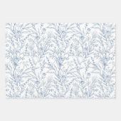 Chique blauw en wit bloemmotief inpakpapier vel (Voorkant 2)