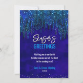 Chique blauw Glitter Drip Kerstmis nieuwjaar (Voorkant)