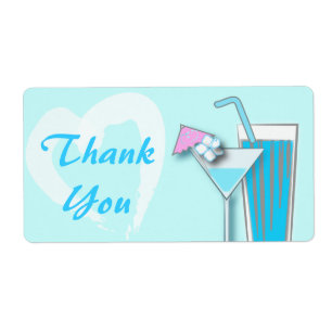 Chique Blauw Hawaii Martini Bruiloft Favor Labels