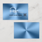 Chique Blauw metallic modern visitekaartje (Voorkant / Achterkant)