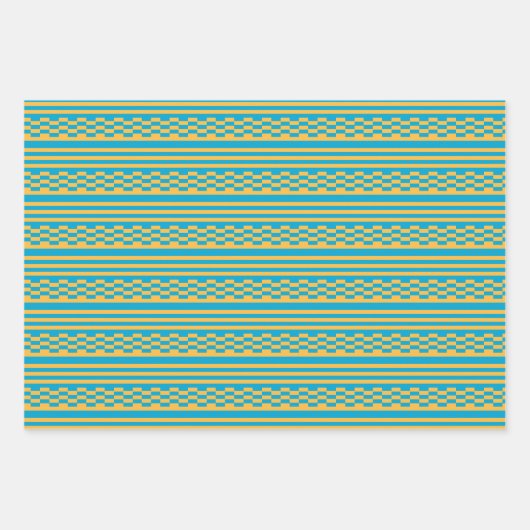 Chique blauw 'n geel inpakpapier flat sheet set (Voorkant 3)