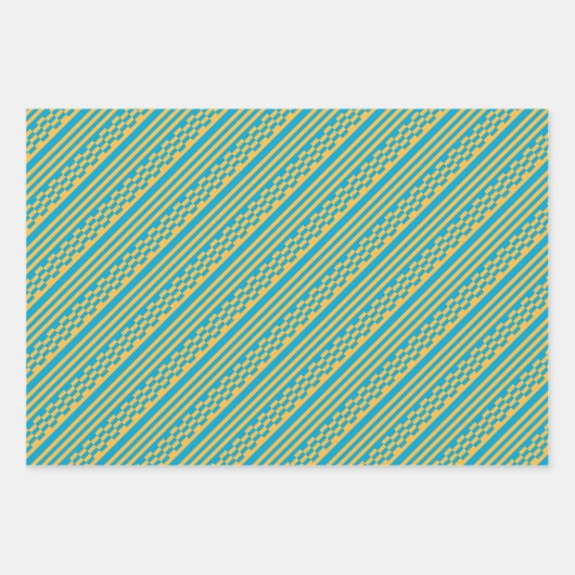Chique blauw 'n geel inpakpapier flat sheet set (Voorkant 2)