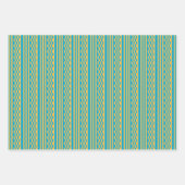 Chique blauw 'n geel inpakpapier flat sheet set (Voorkant)