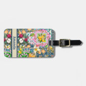 Chique blauw roze siciliaanse citrus bloemige tege bagagelabel (Voorkant horizontaal)