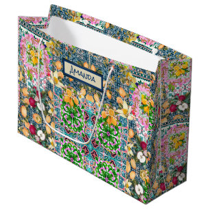 Chique blauw roze siciliaanse citrus bloemige tege groot cadeauzakje