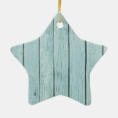 Chique blauw rustiek hout keramisch ornament (Achterkant)