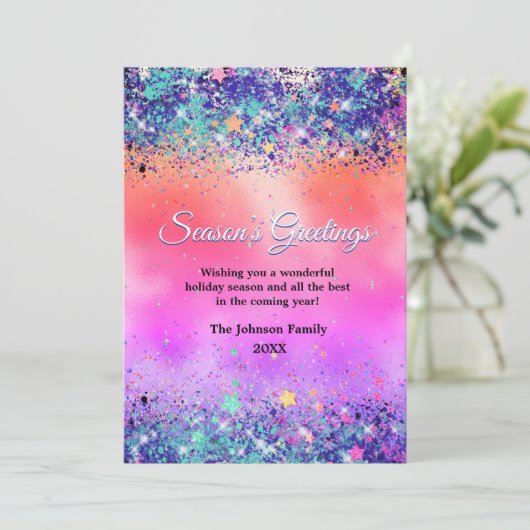 Chique blauw sinaasappel glitter kerst nieuwjaar (Staand voorkant)