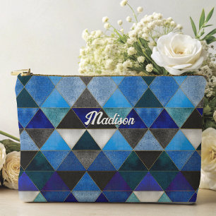 Chique blauw turquoise grijs geometrisch etui