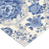 Chique Blauw wit bloemenchinoiserie toile monogram Tafelkleed (Gekanteld)