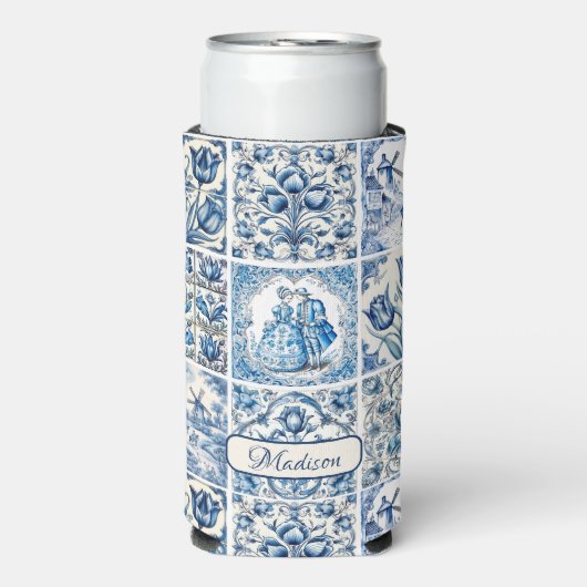 Chique Blauw wit toile de jouy Poppen en bloemen (Seltzer Voorkant)