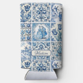 Chique Blauw wit toile de jouy Poppen en bloemen (Achterkant)