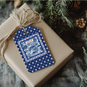 Chique Blauw wit wilg chinoiserie toile monogram Cadeaulabel