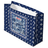 Chique Blauw wit wilg chinoiserie toile monogram Groot Cadeauzakje (Voorkant Gekanteld)