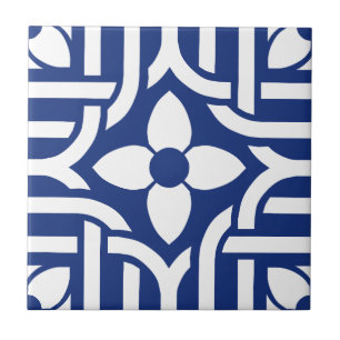 Chique Blauw & Witte Bloem Tegeltje