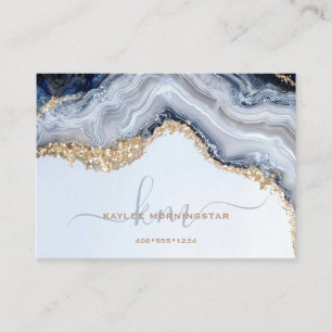 Chique Blauwe Agate Geode Gouden Klompjes Visitekaartje