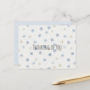 Chique Blauwe Crème Bloemen Denk aan jou Briefkaart
