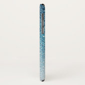 Chique Blauwe Glitter Glans Monogram Naam Case-Mate iPhone Case (Achterkant/links)