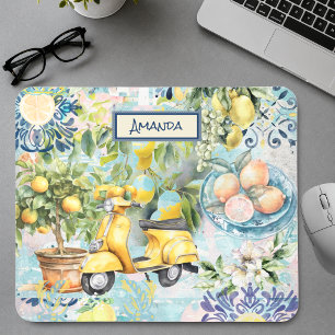 Chique blauwe turquoise Siciliaanse citrus collage Muismat