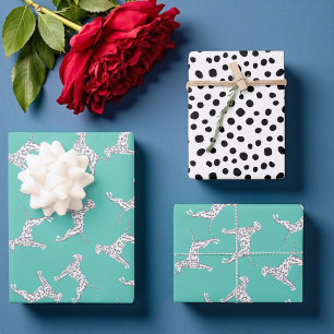 Chique blauwgroen Dalmatische vlekken Inpakpapier Vel