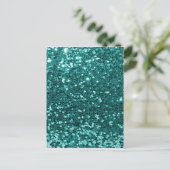 Chique Blauwgroen Faux Glitter Briefkaart (Staand voorkant)
