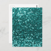 Chique Blauwgroen Faux Glitter Briefkaart (Voorkant / Achterkant)