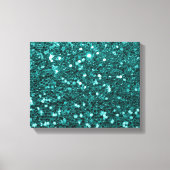 Chique Blauwgroen Faux Glitter Canvas Afdruk (Voorkant)