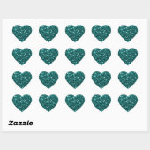 Chique Blauwgroen Faux Glitter Hart Sticker (Vel)