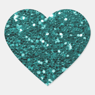 Chique Blauwgroen Faux Glitter Hart Sticker