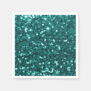 Chique Blauwgroen Faux Glitter Servetten
