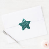 Chique Blauwgroen Faux Glitter Ster Sticker (Envelop)