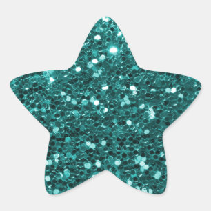 Chique Blauwgroen Faux Glitter Ster Sticker
